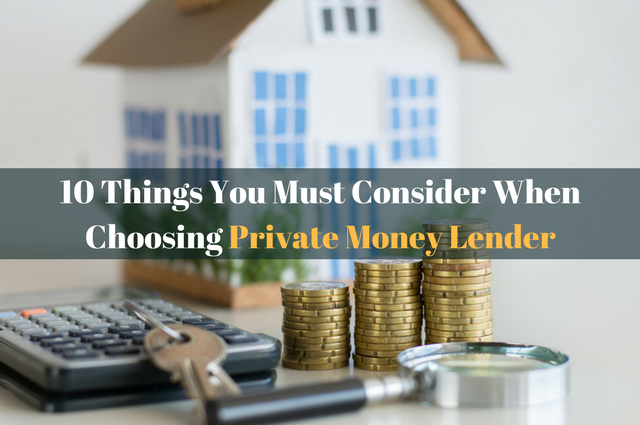 things to consider private money lender