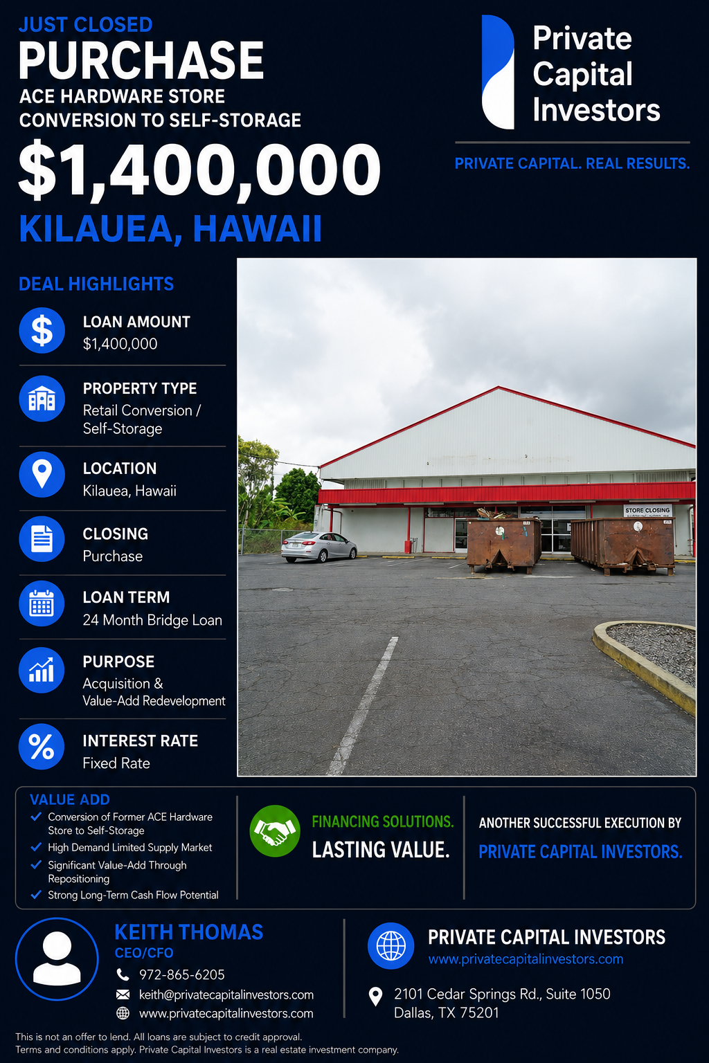 ACE Hardware Store Conversion To Self-Storage Purchase